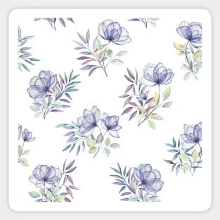 Purple roses romantic watercolor bouquets. Translucent spring flowers composition Sticker